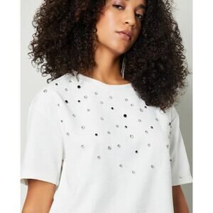 NWT Karl Lagerfeld Paris Rhinestone Knit Top XL Elevated Designer Chic Style